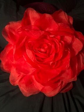 Large Red Fabric Flower Accent Pillow